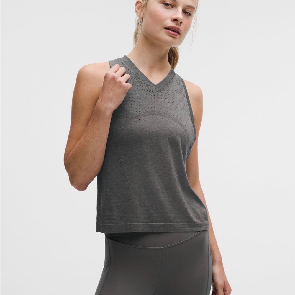 lululemon athletica Swiftly Open Hole Gray Sleeveless V-Neck Tank Top